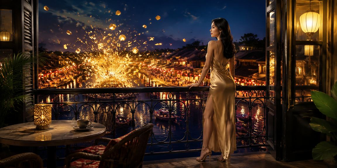 Không gian cà phê VIP tại Hội An với người dùng tìm hiểu thông tin khuyến mãi