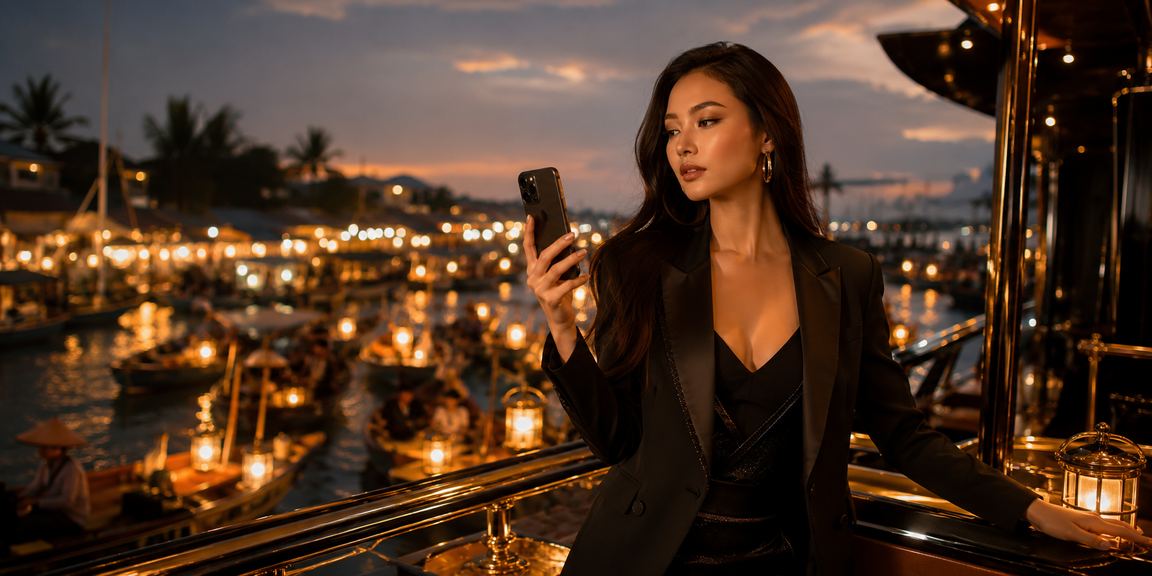 Người dùng trải nghiệm casino trên điện thoại di động tại bãi biển Mũi Né